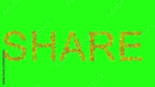 Share Text Animation with Fire Effect on Green Screen Background for Chroma Key VFX Video