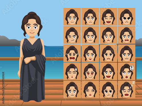 Penelope Costume Cartoon Emotion faces Vector Illustration