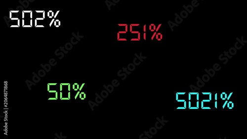 Digital Percentage Counter Animation – Colorful Numeric Growth Display on Black Background