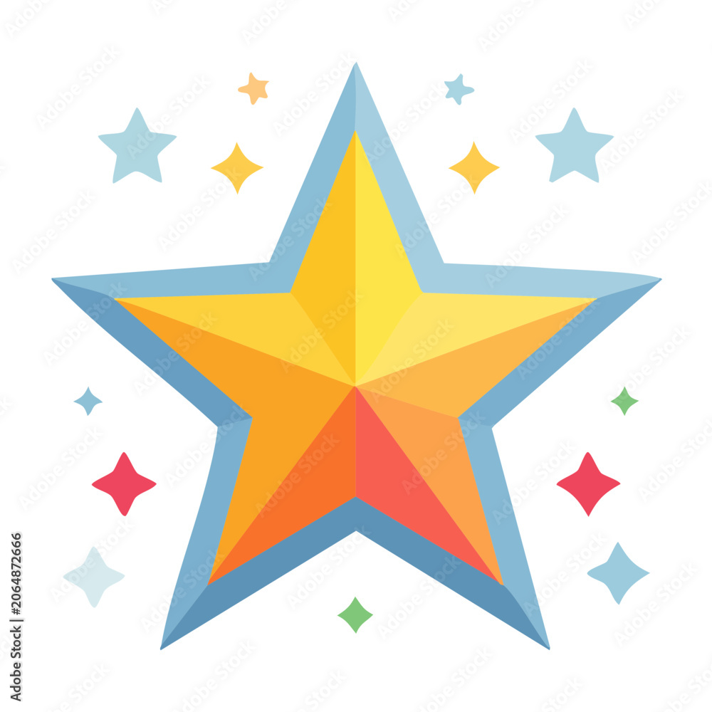 Fototapeta premium Colorful star illustration with sparkles