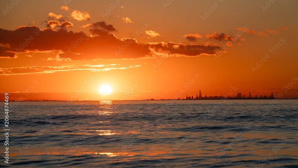 Fototapeta premium Chicago Skyline at Sunset