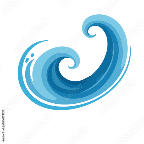 Blue Ocean Wave Illustration on Transparent Background