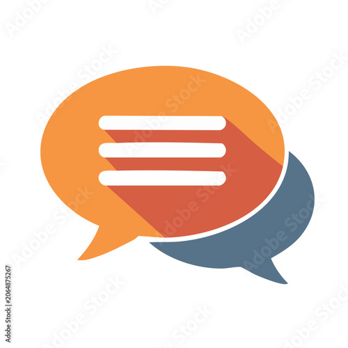 Flat design speech bubble icon with chat lines