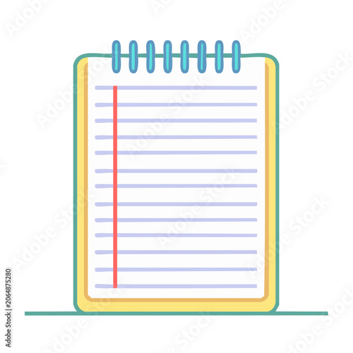 Flat design spiral notebook with lined paper