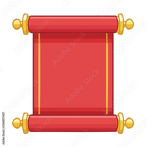 Red Scroll with Golden Handles Illustration