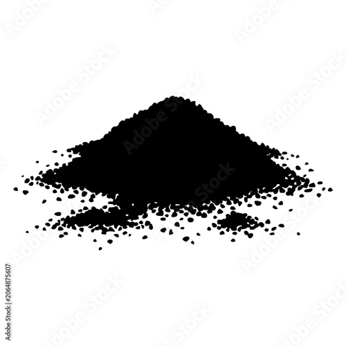 Black dirt pile silhouette isolated on white background