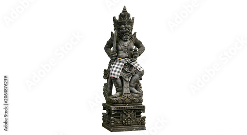 Traditional Balinese Dvrapala guardian statue isolated on transparent background png 