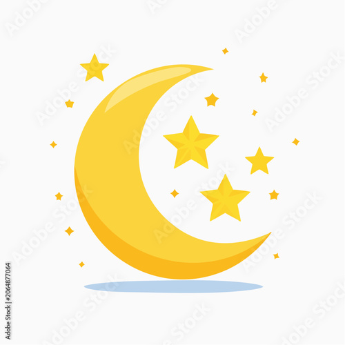 Crescent Moon and Stars Illustration