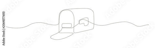 Continuous line style of empty open rural metal mailbox. Suitable for graphic designs.