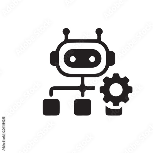 Artificial intelligence automation robot icon representing AI workflow, machine learning, and smart process automation.