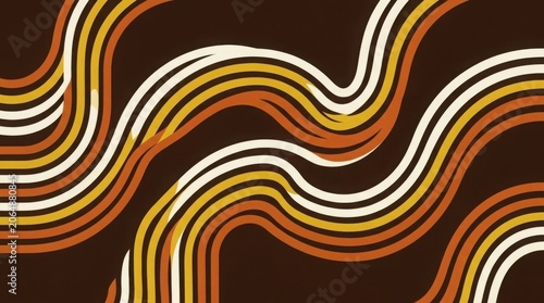Vibrant Retro 70s Curved Abstract Lines Background with Warm Color Waves