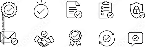 Editable line of confirmation icon with checkmark