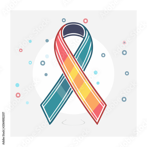Colorful awareness ribbon illustration on white background