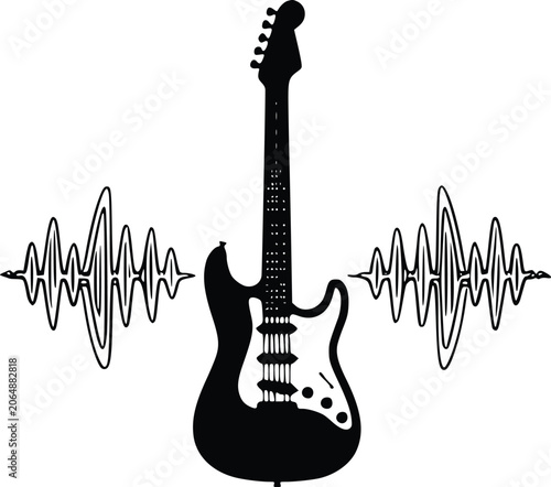 Electric Guitar with Sound Wave Icon
