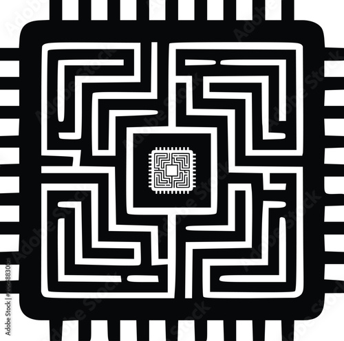 Computer Chip Circuit Maze Icon