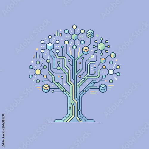 A digital tree illustration representing modern network data connectivity