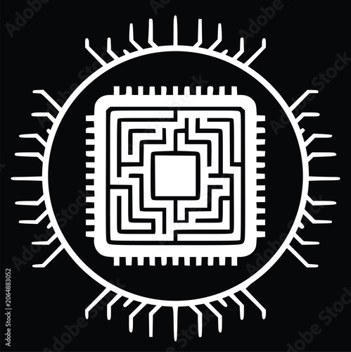 Microchip in Circular Burst Icon