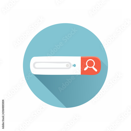 Flat design search bar icon with magnifying glass