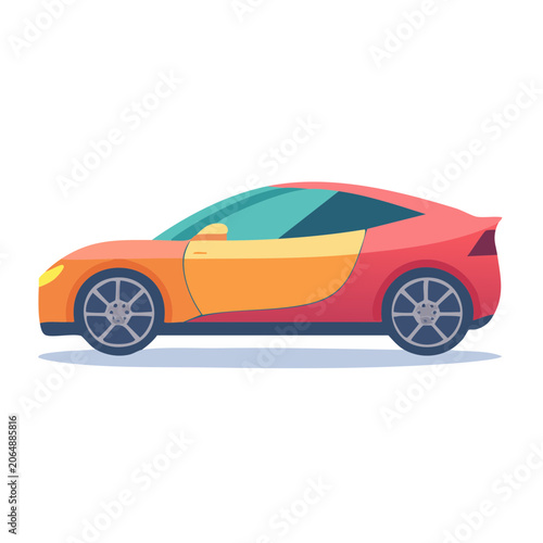 Flat design sports car illustration side view