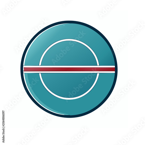 Teal power button icon with red line