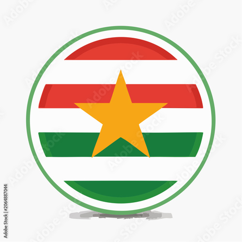 Circular Emblem with Red, White, and Green Stripes and a Yellow Star