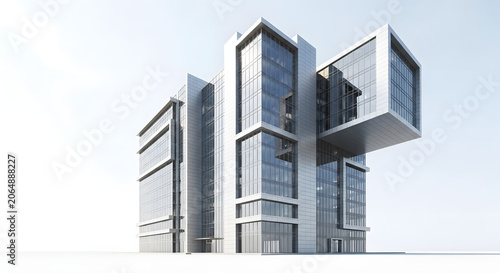 Modern skyscraper with sleek design and glass facade in cityscape