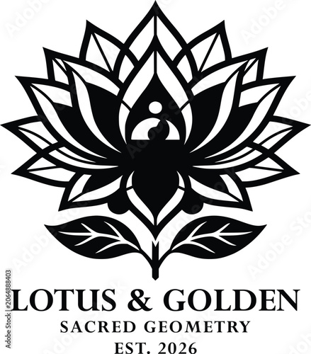Lotus and Golden Sacred Geometry Logo