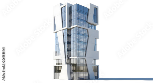 Modern office building with sleek design and large glass windows exterior