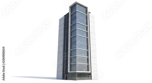Modern office building with sleek glass façade and rectangular shape
