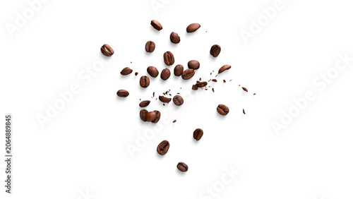 Fotografie Roasted coffee beans isolated on transparent background