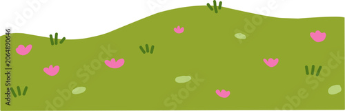 green grass and flowers