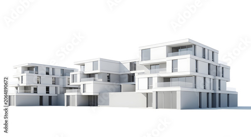Modern architecture buildings stand tall in a clean environment with sleek design and large windows on a sunny day outside