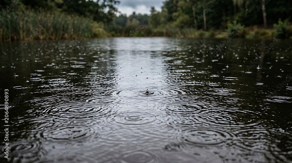 Fototapeta premium Water ripples on serene lake.