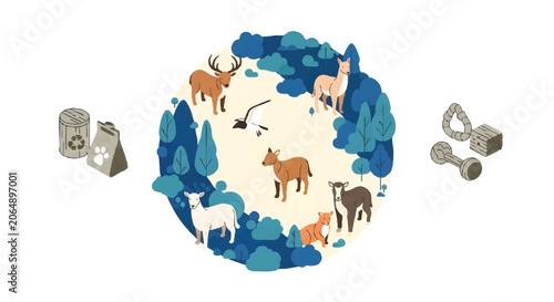 Canvastavla Eco-Friendly Animal Welfare and Wildlife Conservation Flat Vector Illustration
