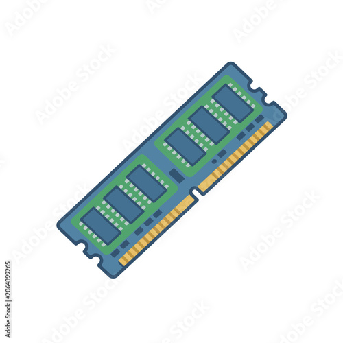 A flat vector illustration of a computer RAM memory module