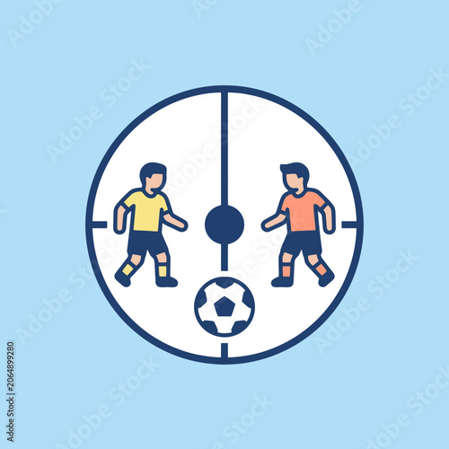 Vector icon of two soccer players facing each other