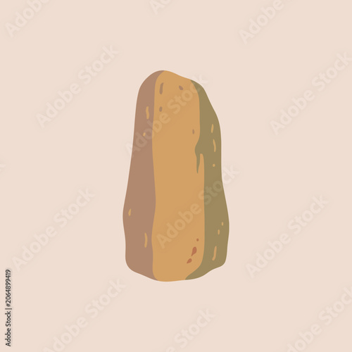 A simple hand drawn illustration of a single brown stone shape