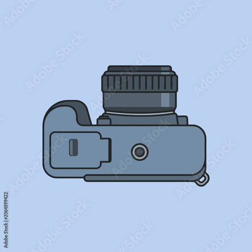 A flat vector illustration of a camera bottom view