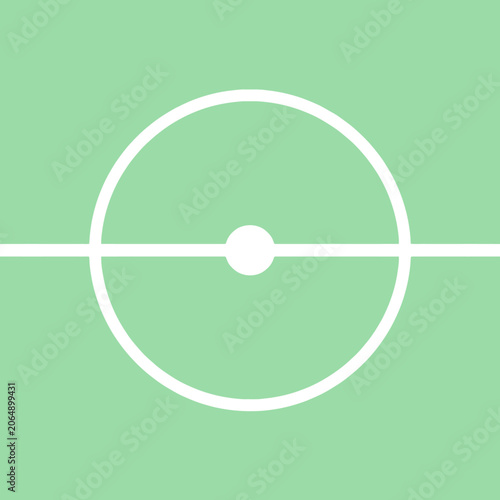 Minimalist illustration of a green soccer field center circle
