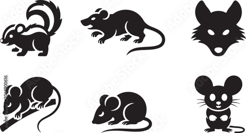 Woodland Animal Silhouette Icon Set Vector Illustration
