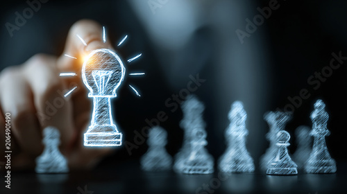 Enterprise strategy planning concept symbolizing leadership foresight growth ambition innovation culture opportunity discovery and strong corporate direction