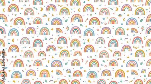 Cute Rainbow Seamless Nursery Pattern