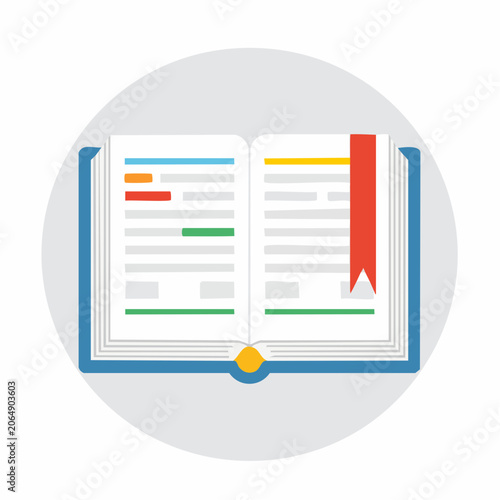 Open Book with Bookmark Icon