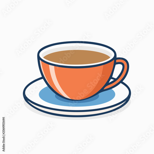 Orange Coffee Cup with Saucer
