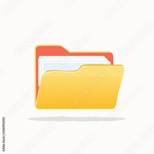 Yellow Folder with Documents Icon