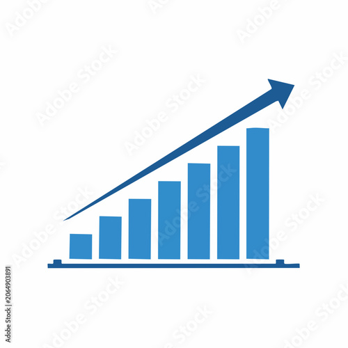 Blue Bar Chart with Upward Arrow