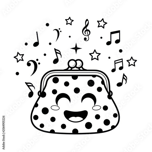 Cheerful illustrated coin purse with musical notes and stars