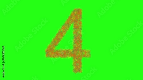 Golden Glitter Number 4 Animation on Green Screen Background