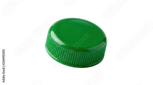Green plastic bottle cap isolated on transparent background