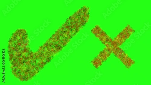 Golden Glitter Check Mark Animation on Green Screen Background